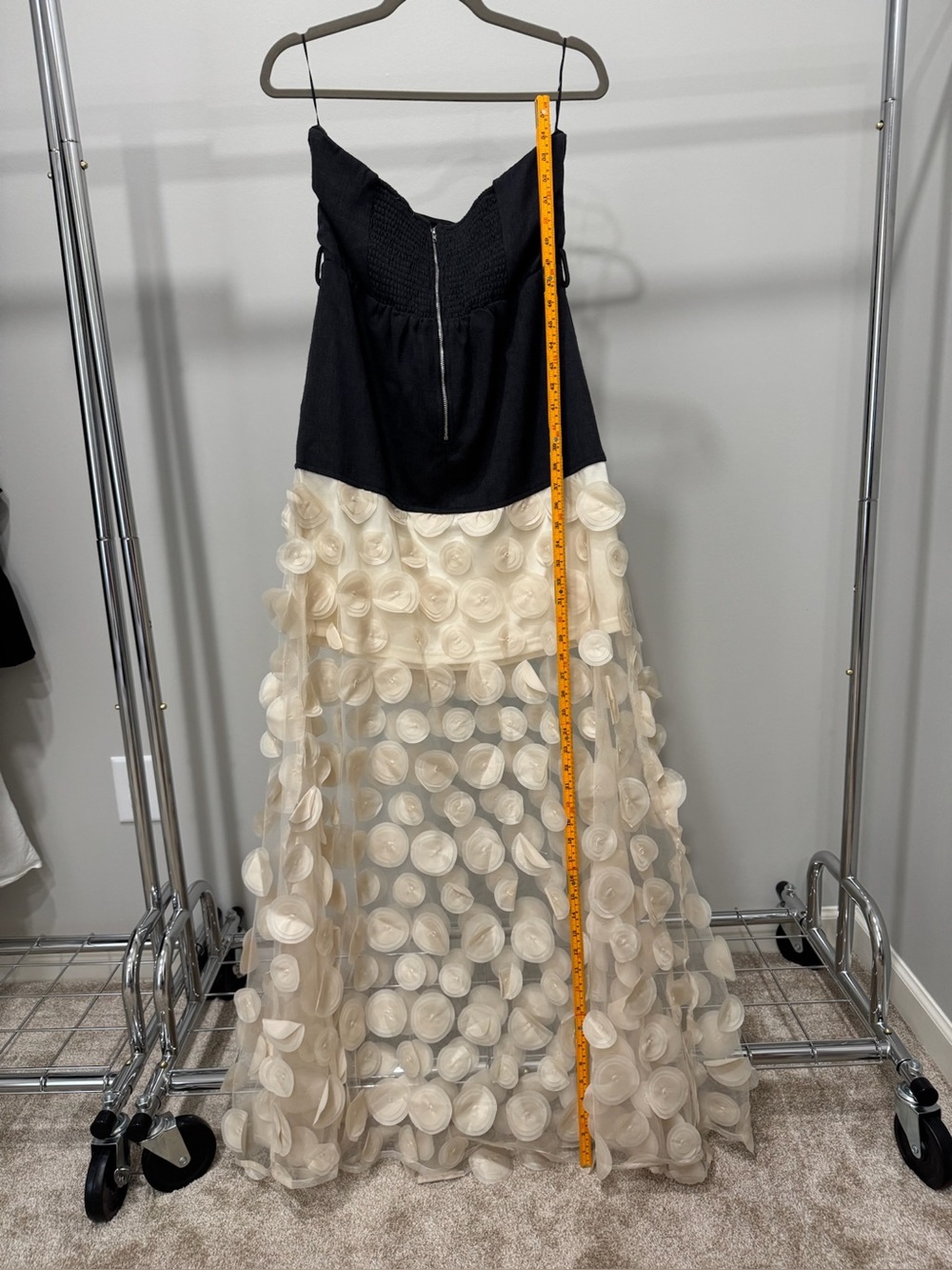 NWT Mulla Denim 3D Rosette Strapless Maxi Dress L - Picture 7 of 11